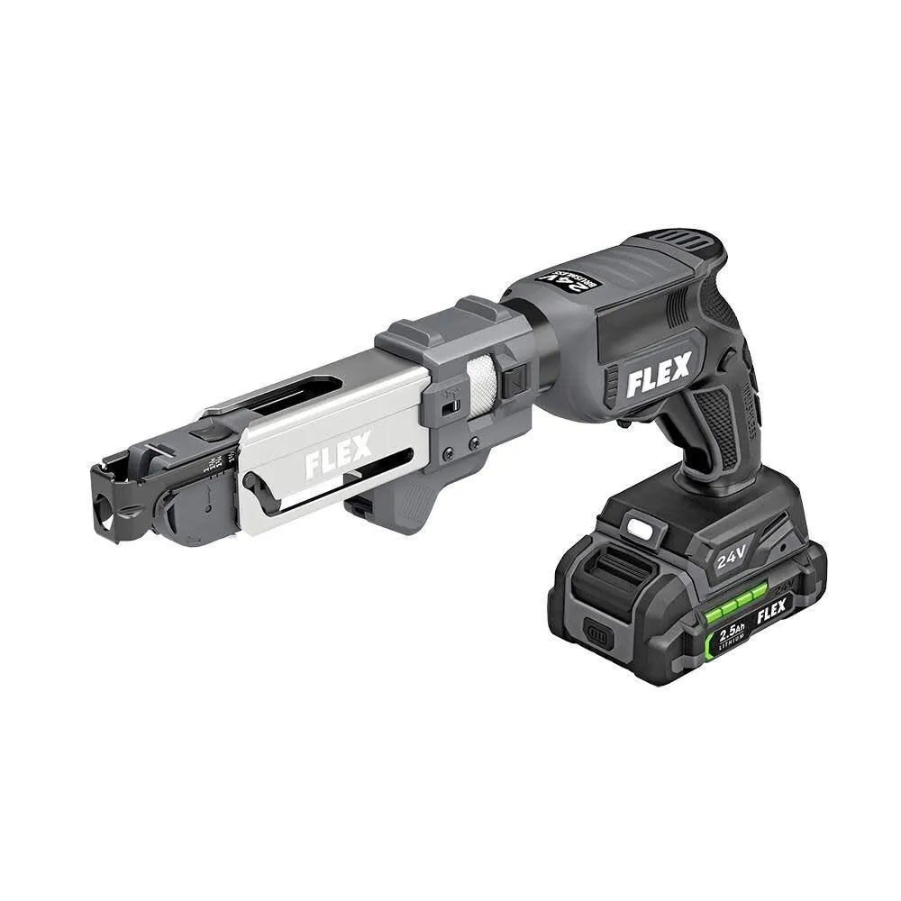 Flex 24V Drywall Screw Gun, AutoFeed Attachment & Cut-Out Tool Combo Kit (2.5Ah) FXM203-2A