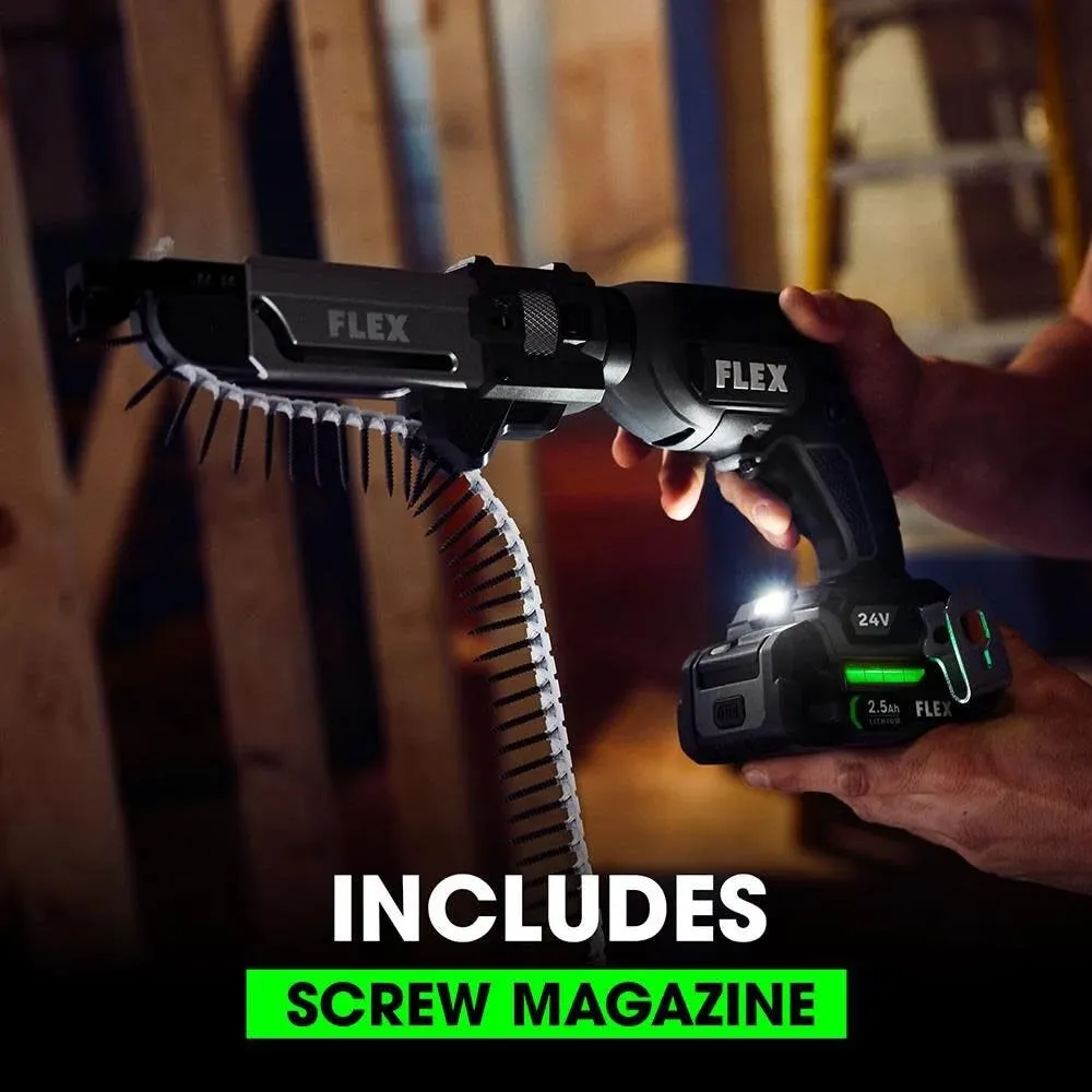 Flex 24V Drywall Screw Gun, AutoFeed Attachment & Cut-Out Tool Combo Kit (2.5Ah) FXM203-2A